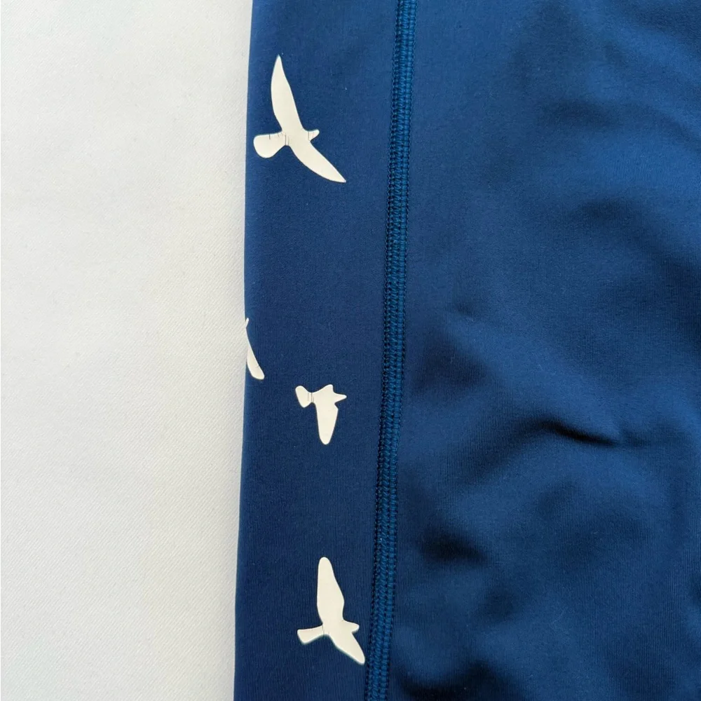 Oiselle Blue Cropped Leggings with Bird Design - Picture 2 of 5